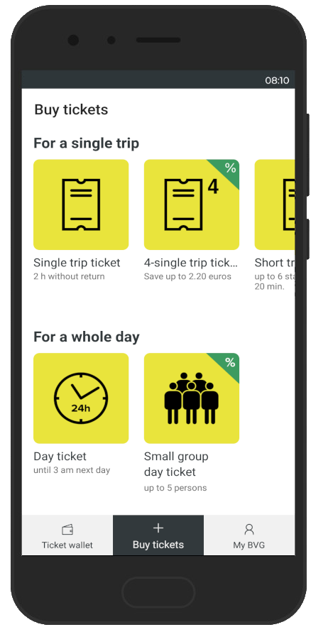 Preview of the BVG tickets app