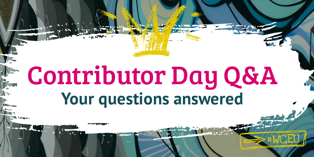Graphic for blog post about questions and answers about Contributor Day