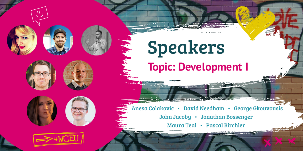 Fifth group of speakers for WordCamp Europe, with talks and workshops in the Development I category
